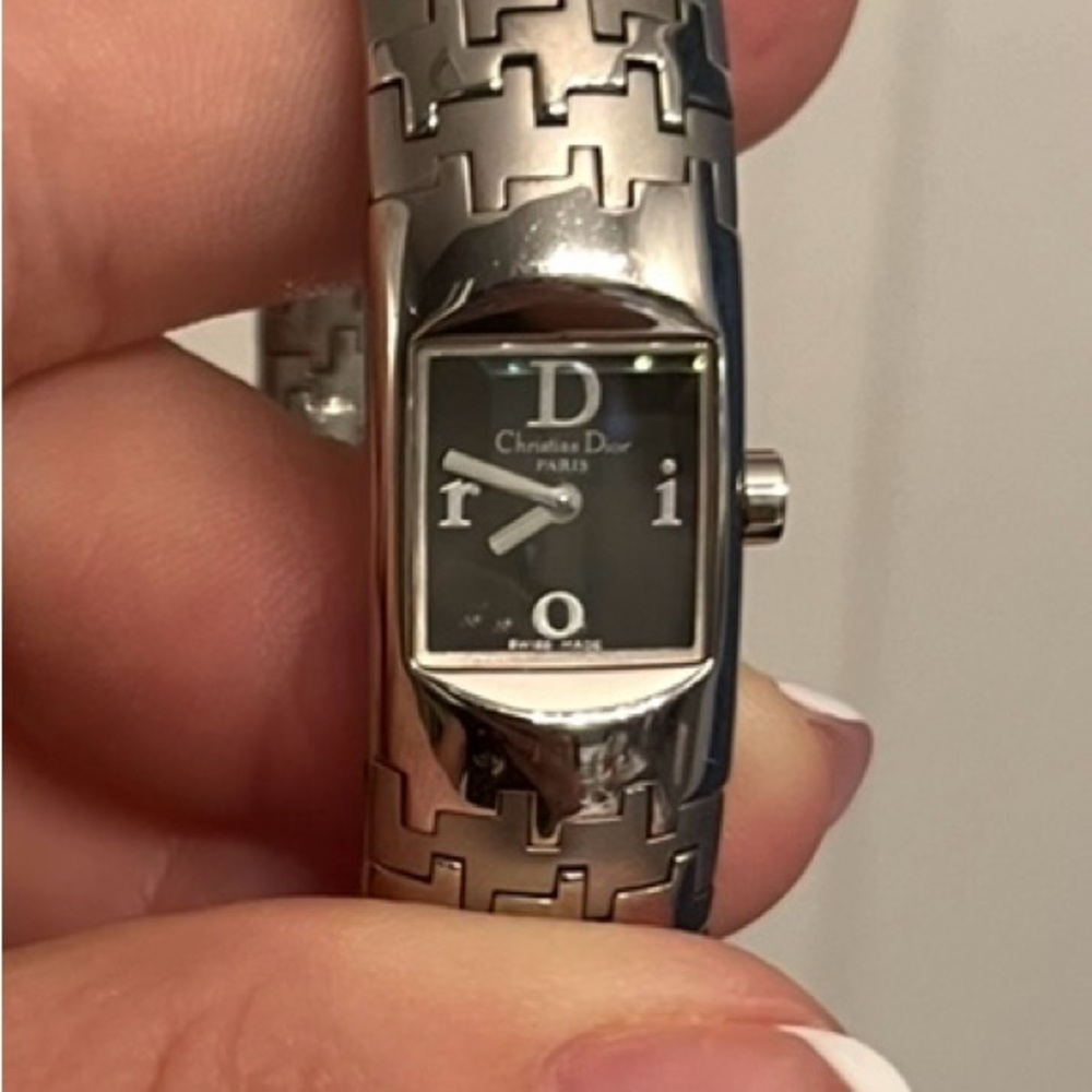 EUC Dior Silver Stainless Steel Women's hounds-tooth Link Bracelet Watch - Picture 10 of 16